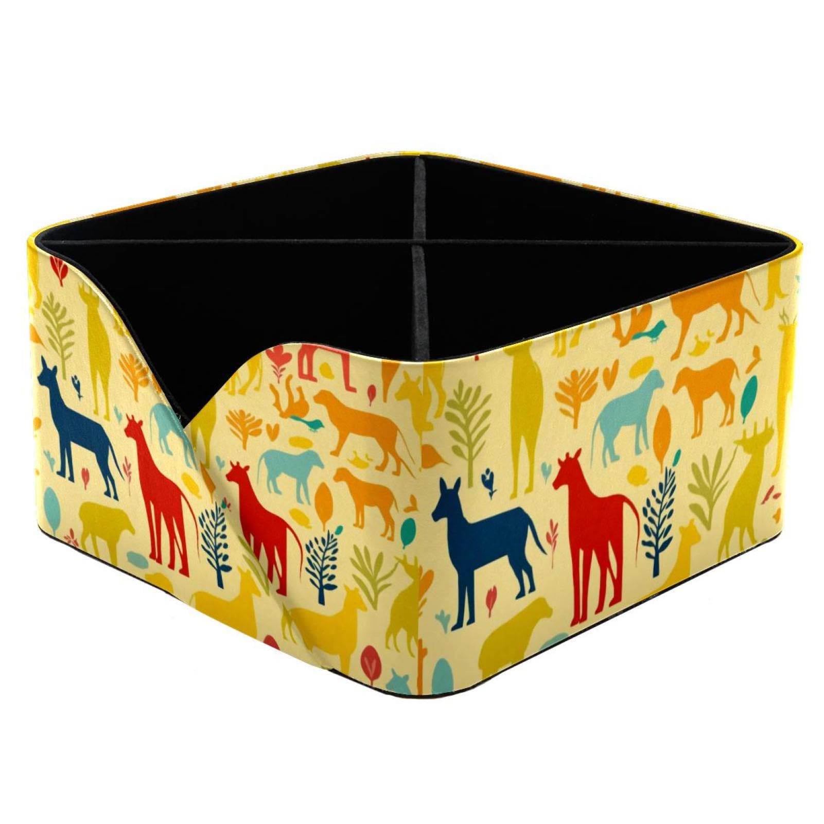 Organiseur de bureau rectangulaire jaune avec silhouette d'animal pour papeterie