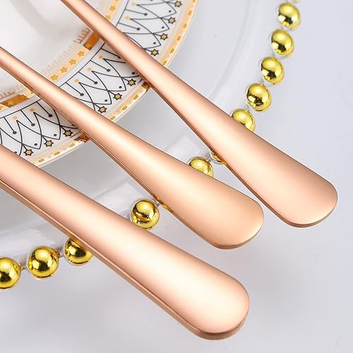 Miniatura 5 de A  HOUSEWARE Rose Gold 60-Piece Silverware Set, Stainless Steel Flatware Cutlery Set for Home and Restaurant, Mirror Polished, Dishwasher Safe,