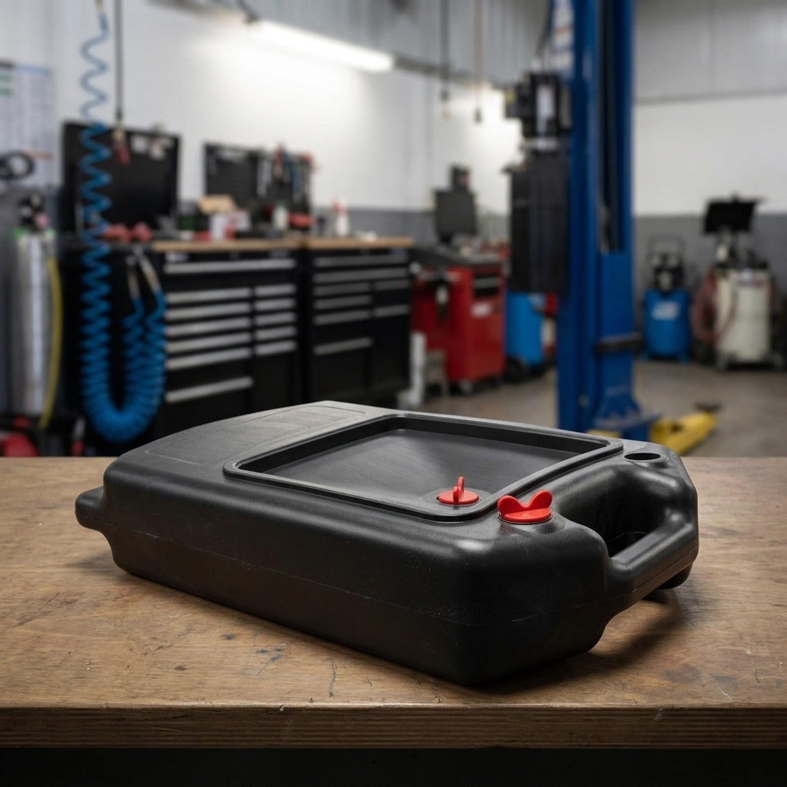 Cárter de aceite de 8 a 15 l de plástico HDPE con caño y asa, depósito colector de aceite usado y cambio de aceite del motor, bandeja colectora de aceite negro para reparación de automóviles y