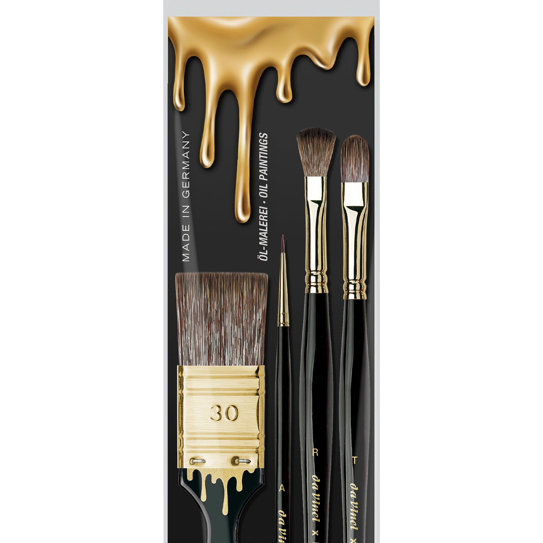 da Vinci, ISI CAROLINA ART, Signature Edition, set, per pittura moderna a olio e acrilico, pennelli per sfumature, per velature, manico lungo, Made in Germany, misure A, R, T e 30