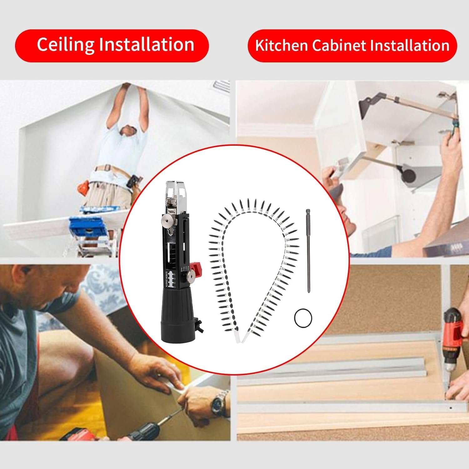 Adaptador de Pistola de Clavos Eléctrica Inalámbrica, Herramienta de Carpintería para Tablero de Yeso y Techo, Equipo de Ajuste de Tornillos con Cadena
