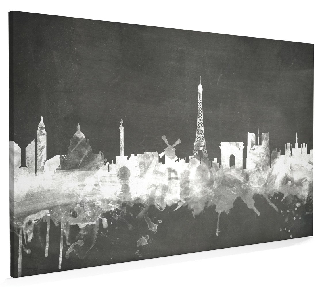 Artpause White Paris France Skyline Canvas Art Print, 22X34 Inch (A1) - 1897