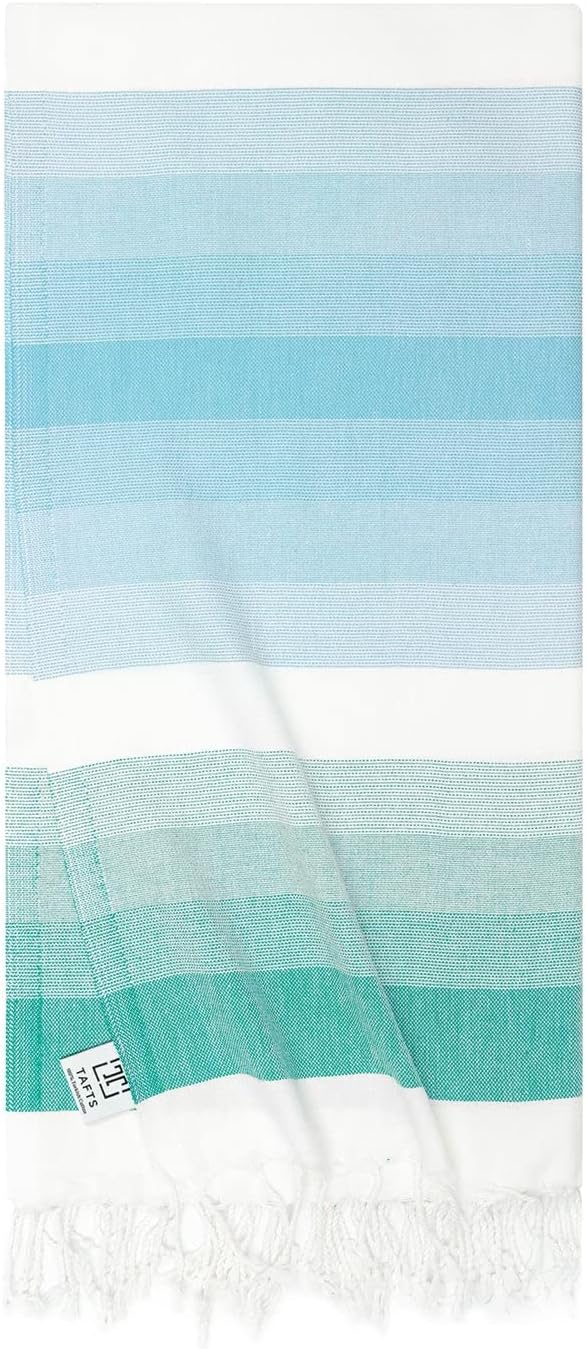Tafts Home Prismatic Turkish Beach Towel (37 x 67) - Prewashed Turkish Towels, 100% Long Staple Cotton - Super Absorbent, Quick Dry Towels and Ultra Soft - No Shrinkage - Super Stylish - (Mint)