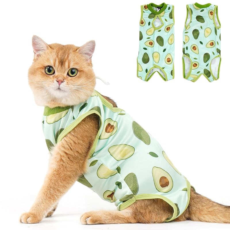 Roupa pós-cirúrgica para gatos em tecido Modal Avont Avocado Medium Plus