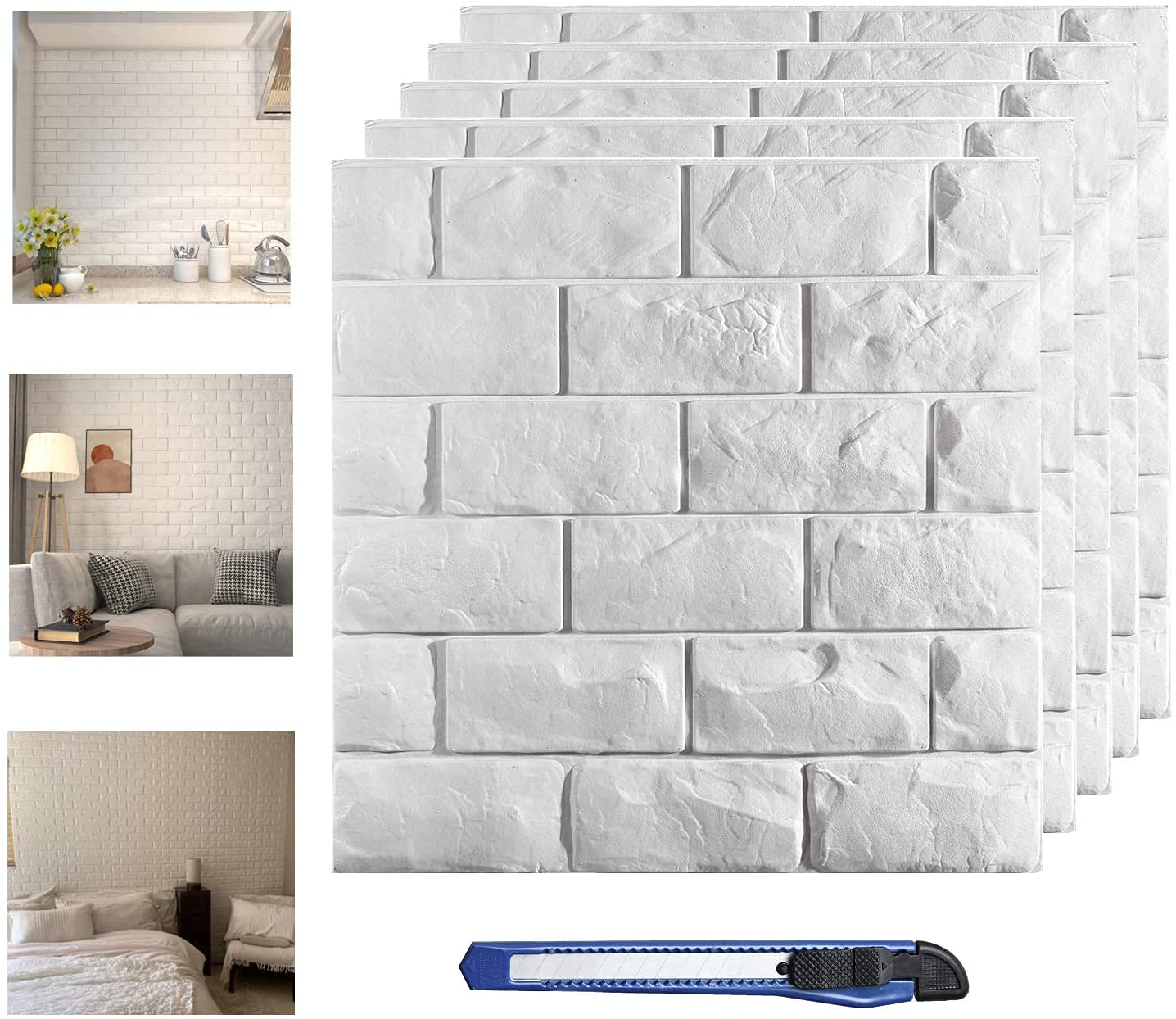 Buy 20 Pcs 3D Wall Panels Peel and Stick, White Brick Printable 3D