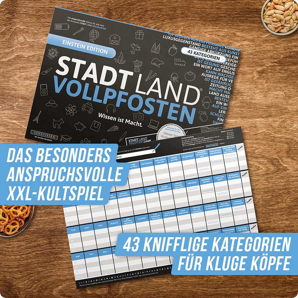 DENKRIESEN - Stadland VOLLPFOSTEN® - Family Pack z klepsydrą 2-minutową - miasto Land FLUSS MEGA Pack - innowacyjna kolekcja gier rodzinnych | gry imprezowe | prezent skrztuowany