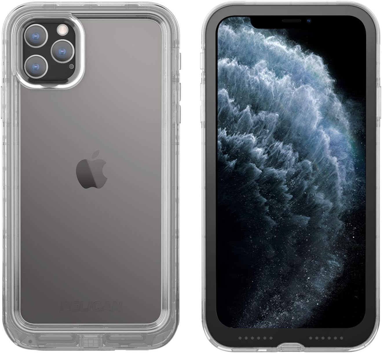 Pelican iPhone 11 Pro Max Case, Marine Case - Military Grade Drop Tested – TPU, Polycarbonate, Liquid Silicon Protective Case for Apple iPhone Xs Max (Clear/Black), C57040-001A-CLBC