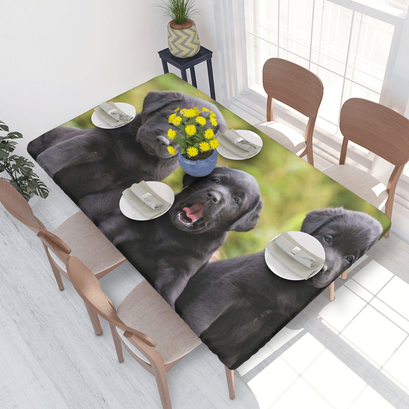 BNVSADC Labrador Retriever Dog Printed 4FT Tablecloth 122x76 CM Polyester Kitchen Water Resistant Table Cloth Dining Table Decoration Table Covers