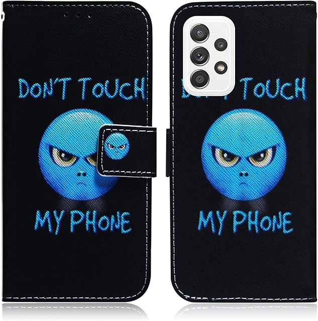 Samsung Galaxy A13 4G Case, Shockproof Premium Slim PU Leather Flip Pouch Wallet Silicone Cover with Stand Magnetic Card Holder Slot Protective Phone Cases for Samsung A13 4G Dont Touch My Phone
