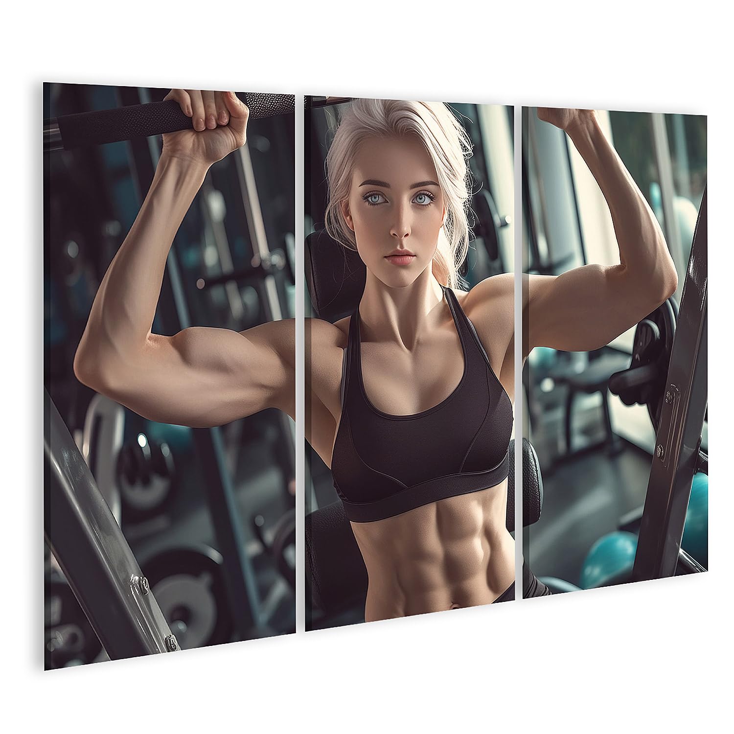 islandburner Quadro su tela Fitness Training in palestra con giovane donna per palestra appassionati di fitness negozio di sport immagini murali poster