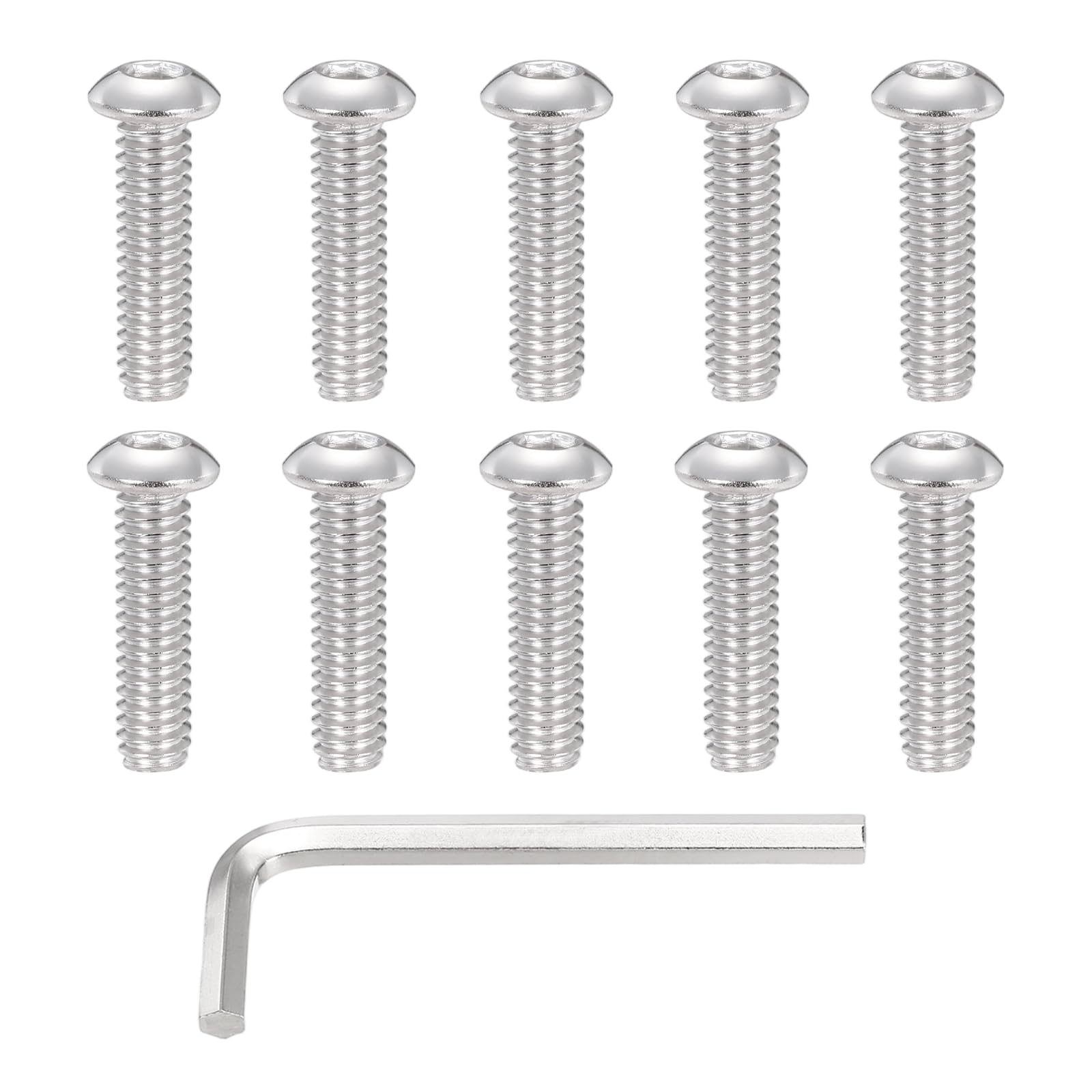 M METERXITY 10 Pack 1/4 20 x 1" Button Head Socket Cap Bolts Screws, 304 Stainless Steel 18-8 Bolts with Hex Spanner Socket Head Screws for DIY, Furniture, Water Pump, Light Fixture,Silver