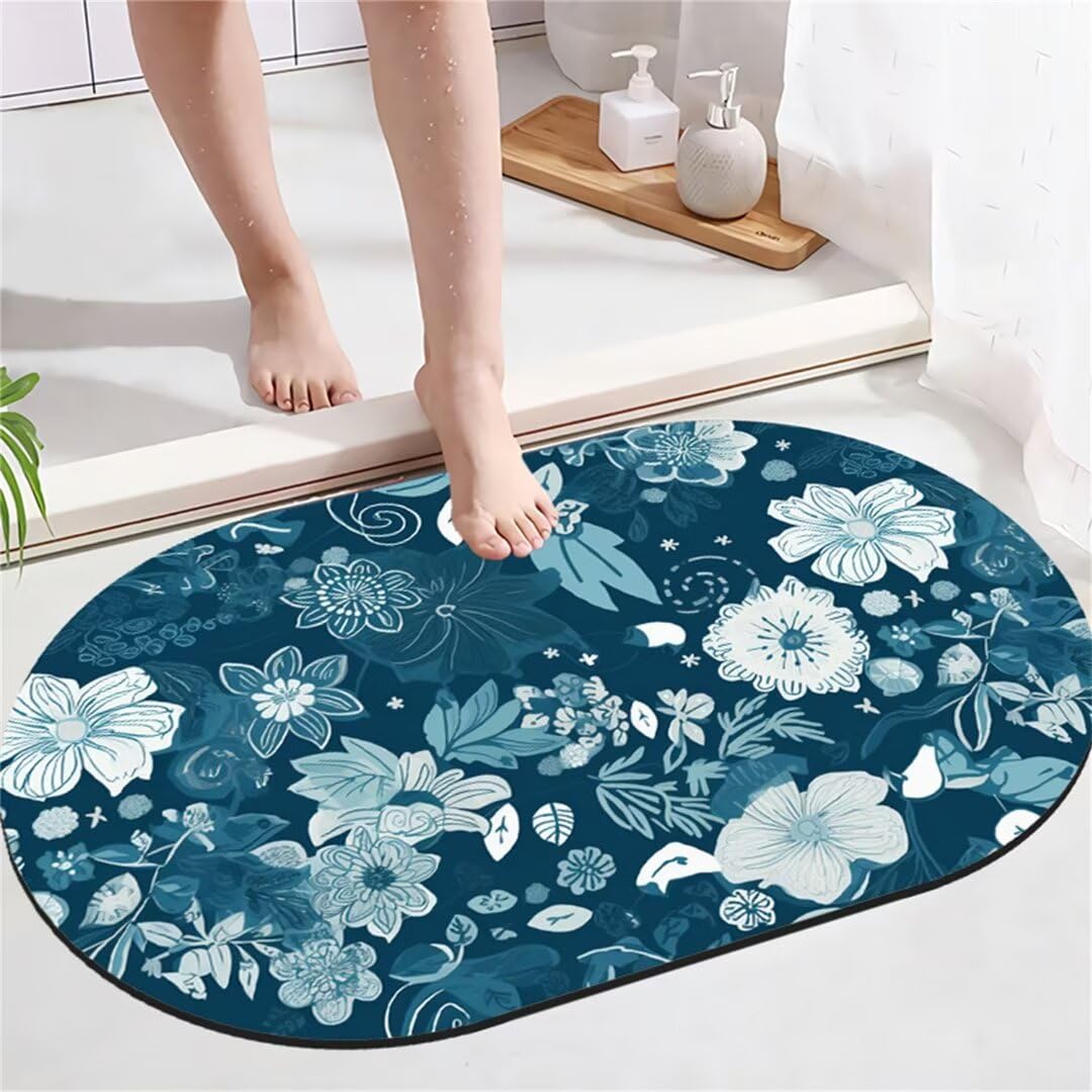 Badezimmerteppich Badteppich Groß 140x200cm Absorbierender Schnelltrocknend Badvorleger Badematten SaugfäHig Waschbar Badematte Teal Bath Bathroom Mat, Teppich Badezimmer Matte Bad Teppich Gross A159