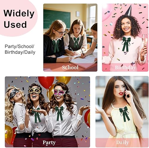 Miniatura 6 de Bowknot Rhinestone Ribbon Bow Brooch Pre-Tied Bow tie for Women Neck Tie Wedding Party Christmas Gifts Ceremony