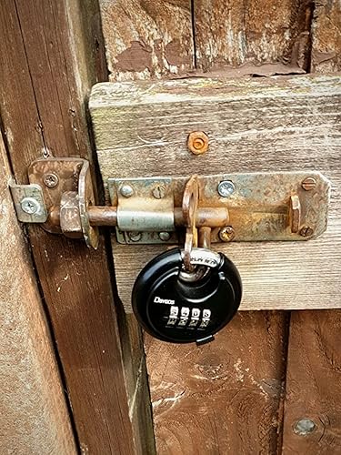 Miniatura 7 de DAYGOS Candados de disco combinados para exteriores, bloqueo de código de 4 dígitos resistente, bloqueo de disco combinado para unidad de