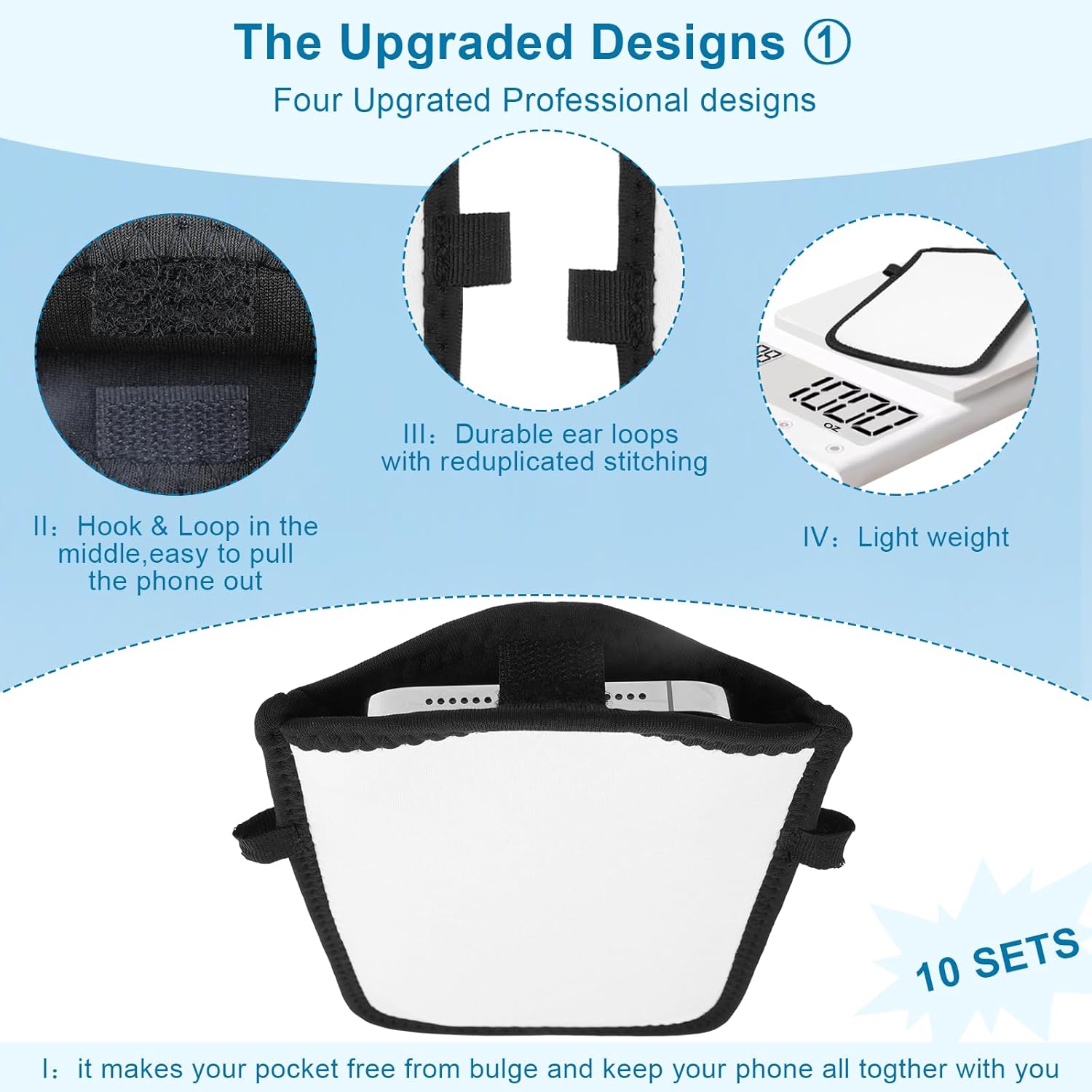 Sublimation Blanks Cell Phone Pouch Bag Sleeve Case for Women Men Kids with Adjustable Crossbody Strap Neck Lanyard - Hands Free Light for Working Walking Travelling Outdoors Beach (10 Sets) White