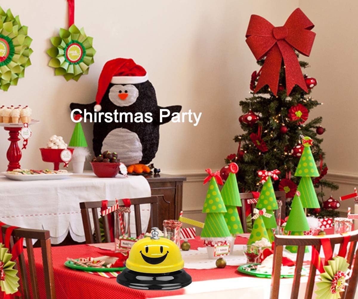 Wekoil Call Bell Smiley Face Desk Service Bell Ding Bell for Restaurant Hotel Room Kitchen Party School Classroom Office Elderly Teachers Students Large Yellow Cute Bell,3.3 inch Yellow : Office Products