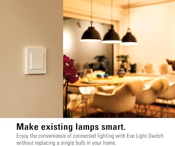 Eve Light Switch, Smart Light Switch (Apple HomeKit), Single Switch & Alternating & Cross Switch, Compatible with Multiple Switches, Schedule, Customisable Design, No Bridge Needed, Bluetooth/Thread