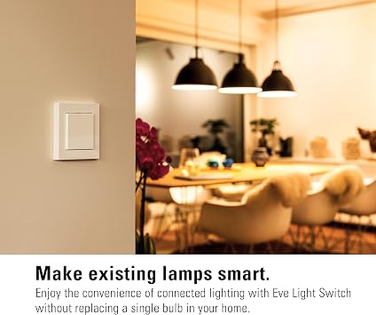 Eve Light Switch, Smart Light Switch (Apple HomeKit), Single Switch & Alternating & Cross Switch, Compatible with Multiple Switches, Schedule, Customisable Design, No Bridge Needed, Bluetooth/Thread
