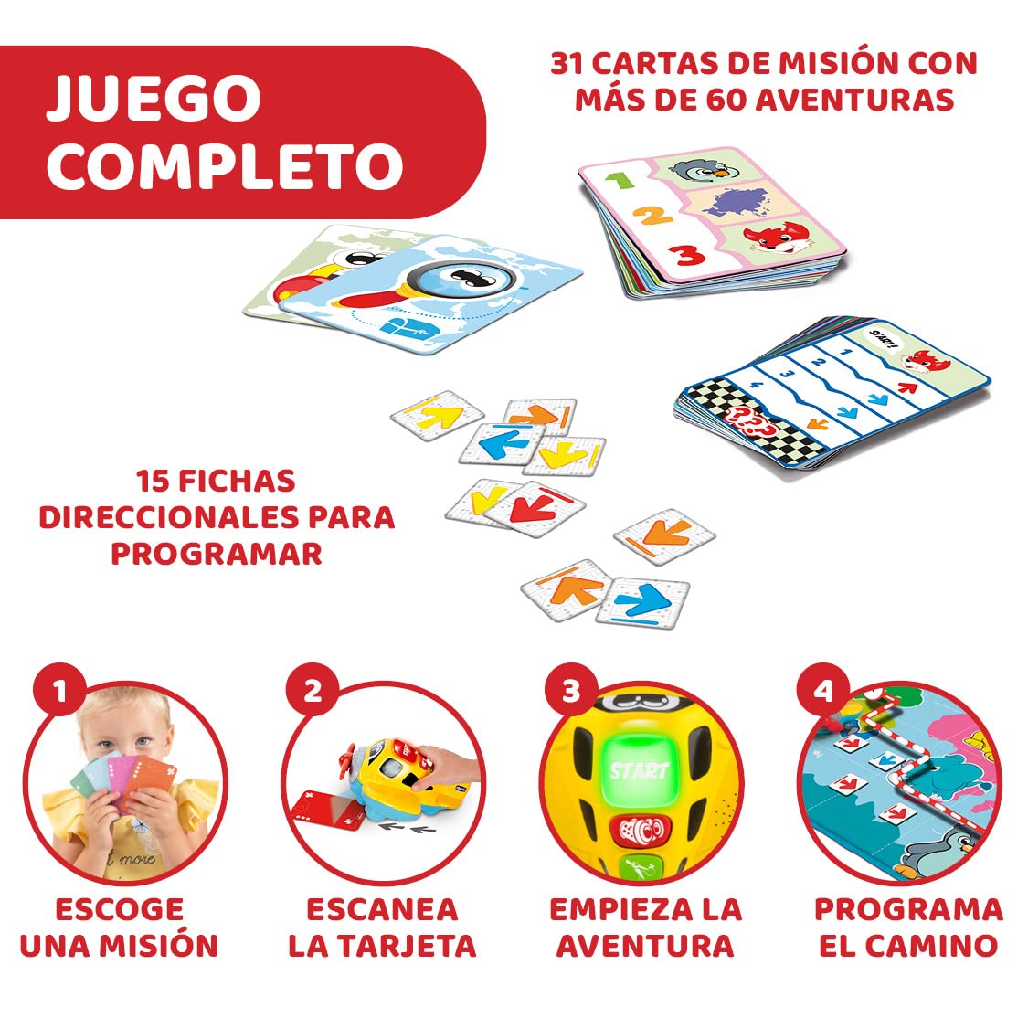 Chicco Cody Avión de Aventuras, Juego Educativo Edu4You con Alfombra de Juego Aprende a Programar y Codificar con una Alfombra Infantil de Gran Tamaño 110 x 80 cm Juguete para Niños de 2 a 6 Años