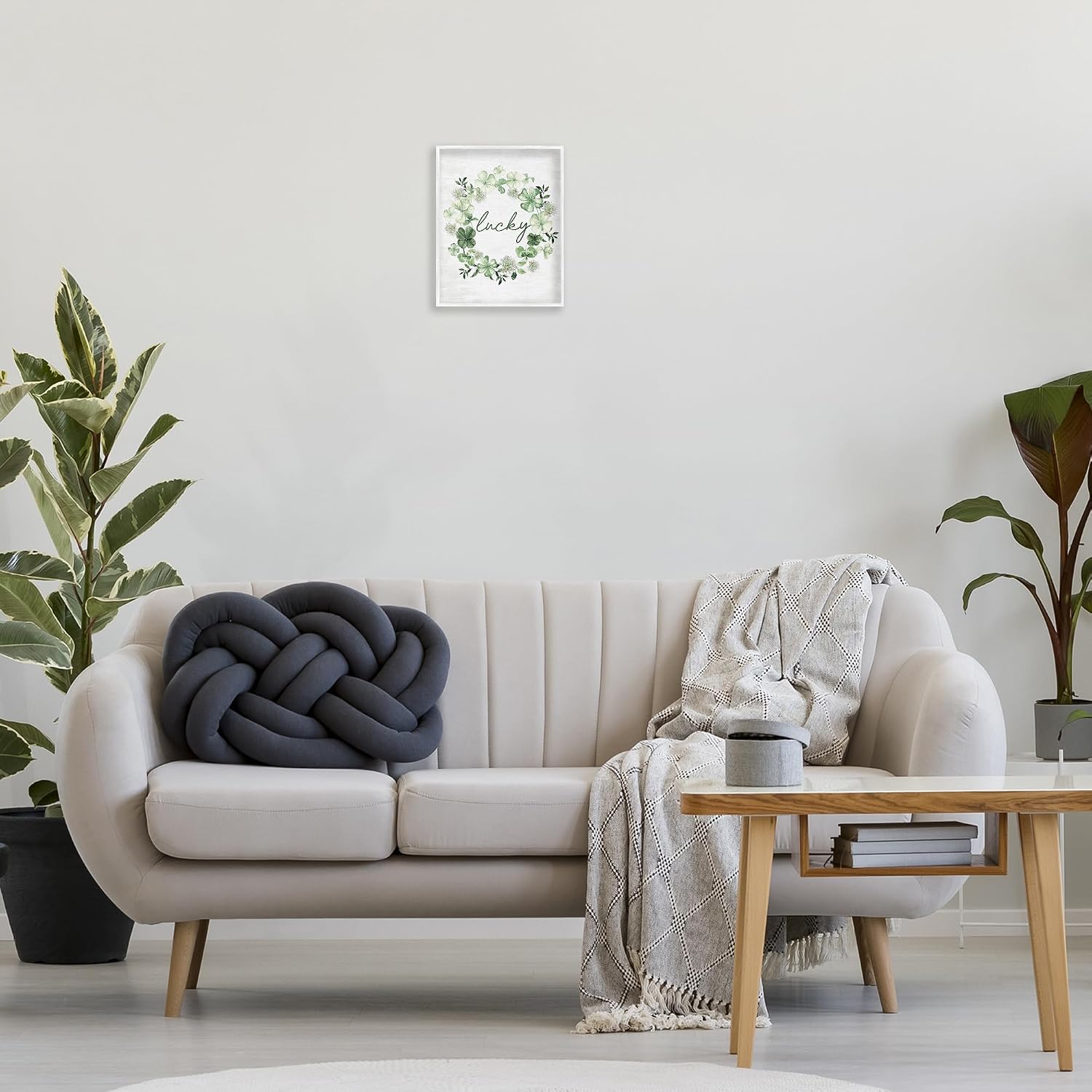 'Lucky Clovers Botanical Wreath'| Framed Giclee Art | Stupell Industries | White, 11 x 14 Inches, Easy to Hang and Sturdy, Made in USA, by Lettered and Lined