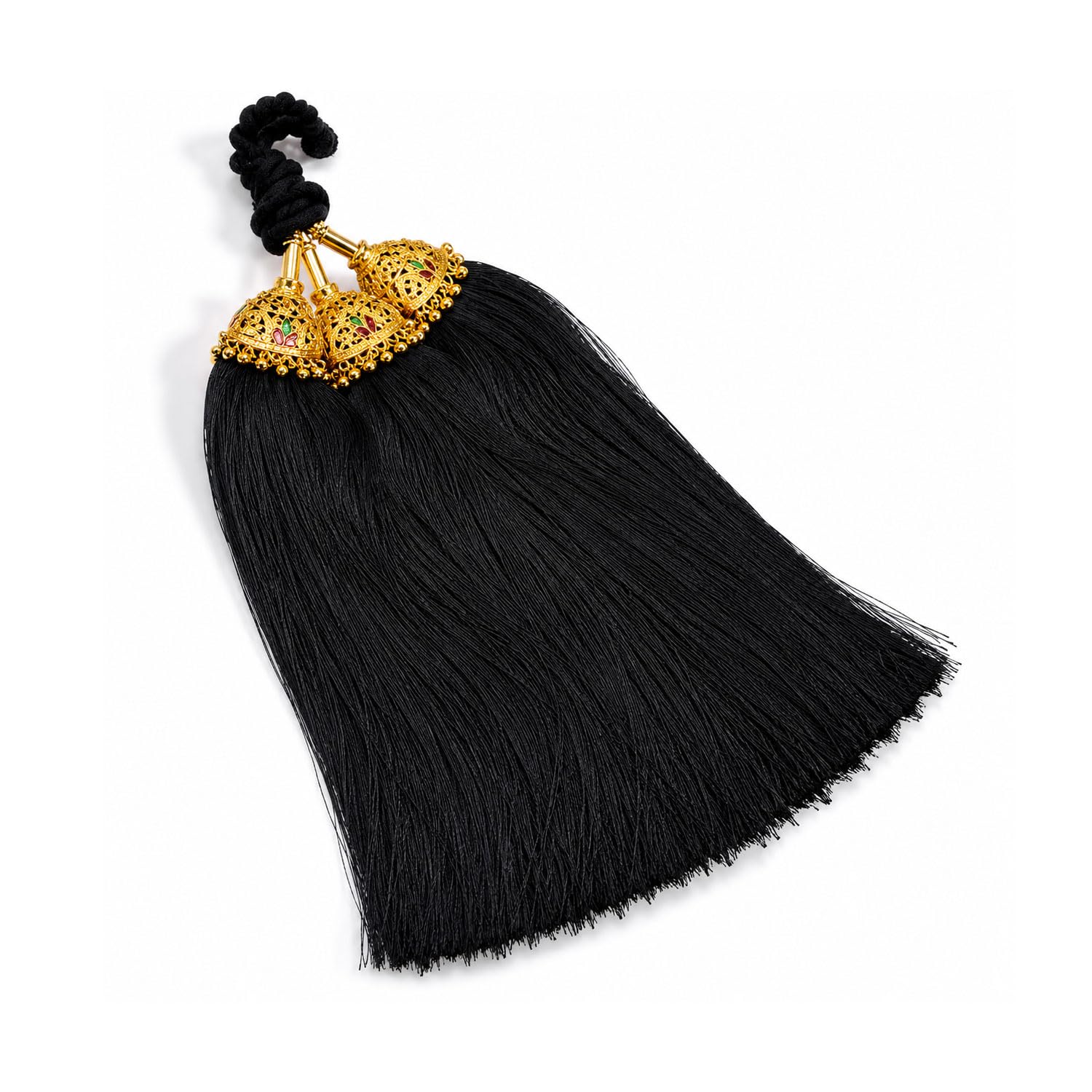 VAMA FASHIONS Traditional Hair Extention Black Jadaii Gantalu Bharatanatyam Kuchipudi Decoration Kunjalam Savaram Kuchulu Bridal Jadai Wedding Gondalu Jada Kuppulu For Women-image-30
