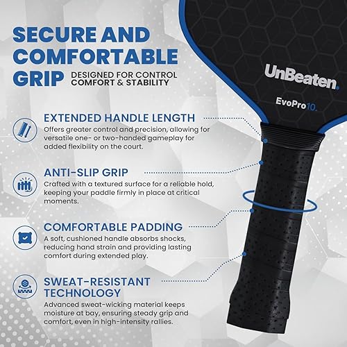 Miniatura 4 de Juego de 2 palas de pickleball aprobadas por USAPA de fibra de carbono de 0.630 in, palas de pickleball para hombres y mujeres, raquetas ligeras de