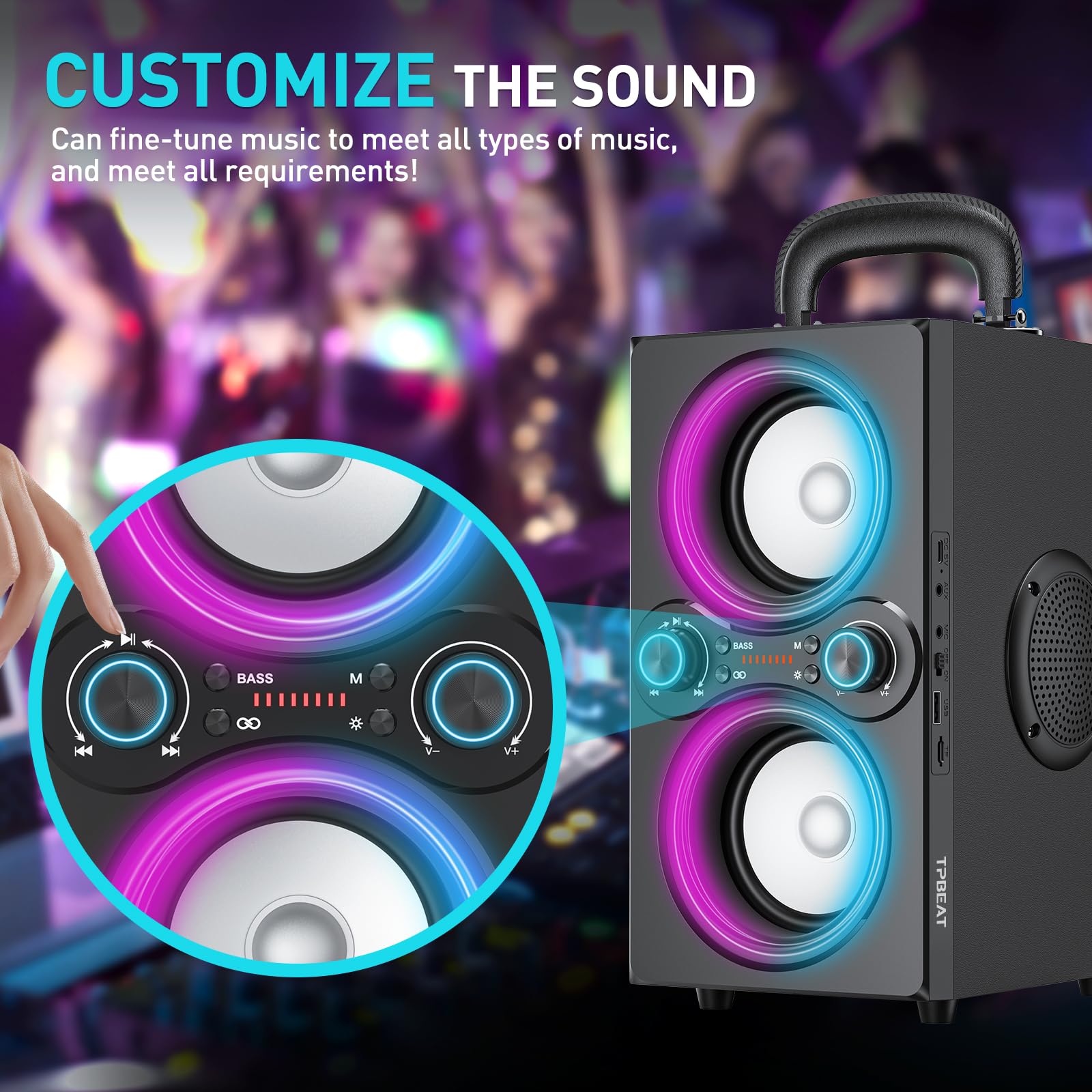 CHRONUS - Altoparlante Bluetooth, Carillon Con Effetti Di Luce, Accoppiamento Stereo Wireless Nero 9331486064684