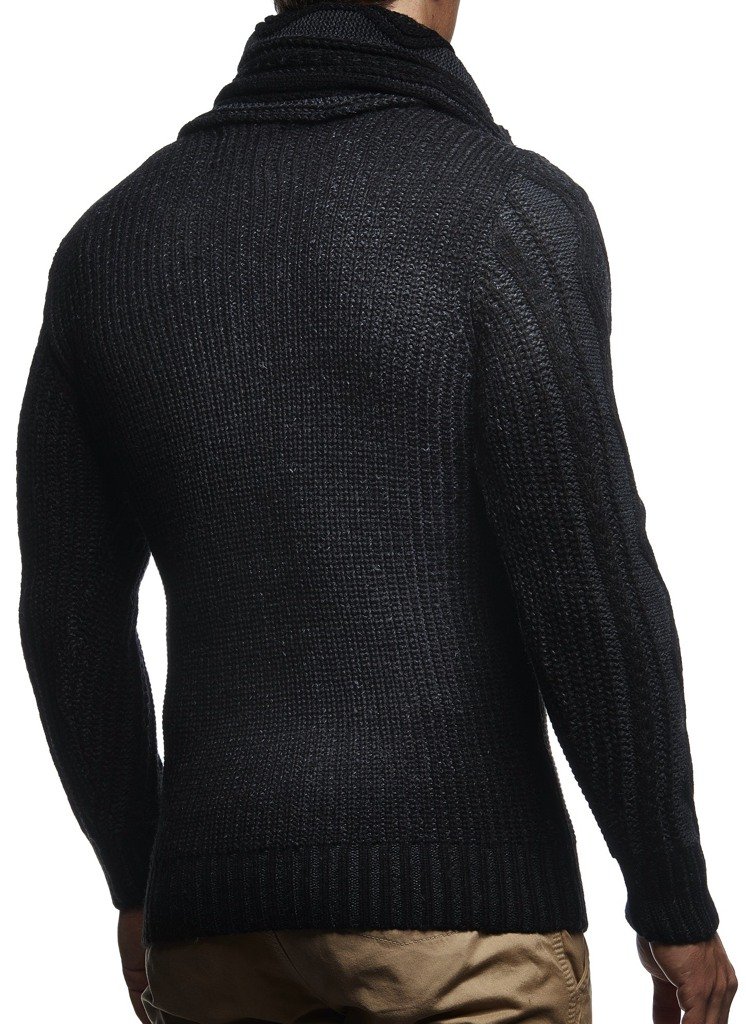 Leif Nelson Maglione Uomo Felpa a Maglia Collo a Scialle LN-5195