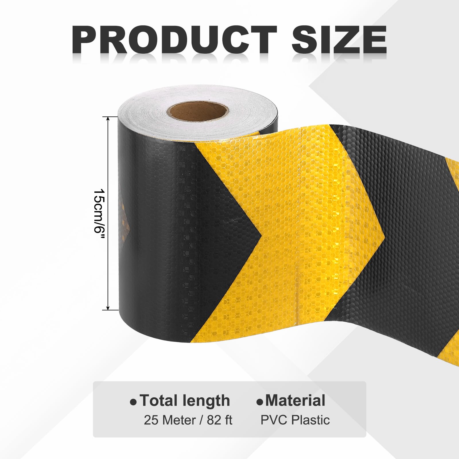 QUARKZMAN 6 Pulgadas x 82 Pies Cinta Reflectora Impermeable Amarillo-Negro | Para Remolques, Cinta Reflectante Nocturna, Adhesivo De Seguridad Advertencia, Con Flecha, Cinta Reflectante