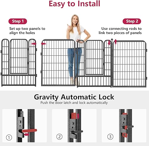 Vista 19 de Corralito para perros de 32 pulgadas de altura, 20 paneles de valla portátil para mascotas al aire libre, para patio, interior, corral para perros