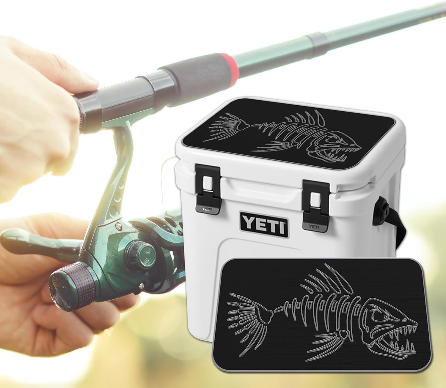 USATuff SeaDek EVA Mat Cooler Pad fits YETI | Peel & Stick Application | Non Slip Comfort Accessories - Bonefish Design (Black-StormGray)
