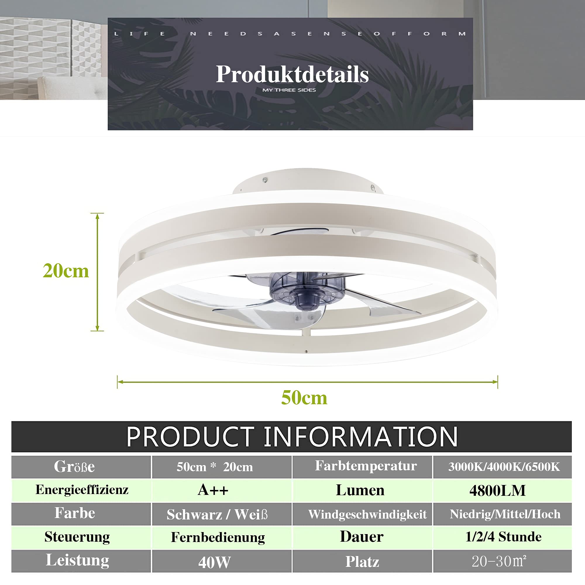 Ceiling Fan With LED Light And Remote Control For Living Room 40W Mini Ceiling Fan Modern Design 3 Color Silent 3 Speed Wind 6 Blades Timer E27 Crystal Lamp Shade I4389019977 - View #14