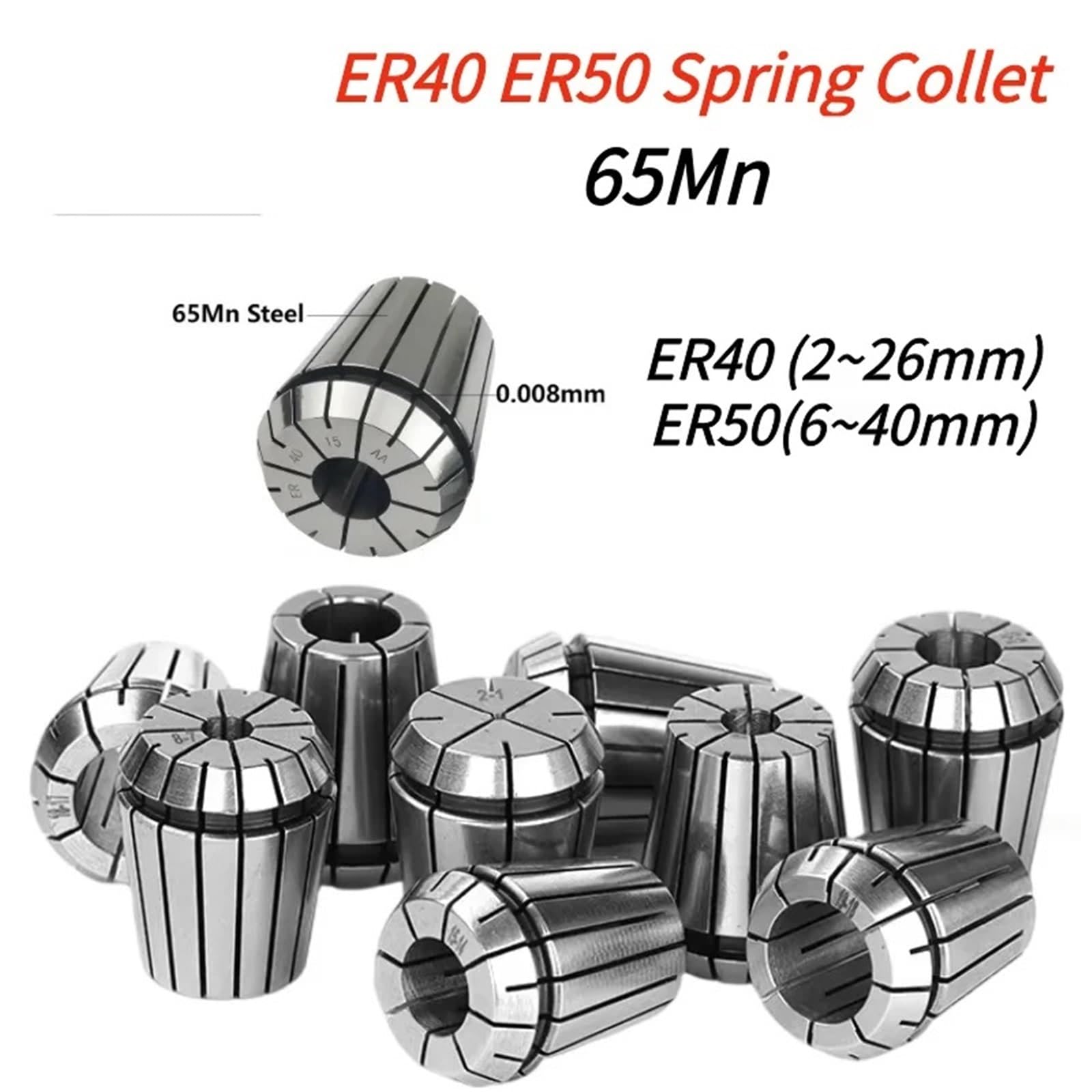 A ER40 ER50 Federspannfutterklemme 6 8 10 12 14 16 18 20 22 24 26 Mm Federspannzangensatz AA 0,008 ER Spannzange ER32(ER50-35mm)