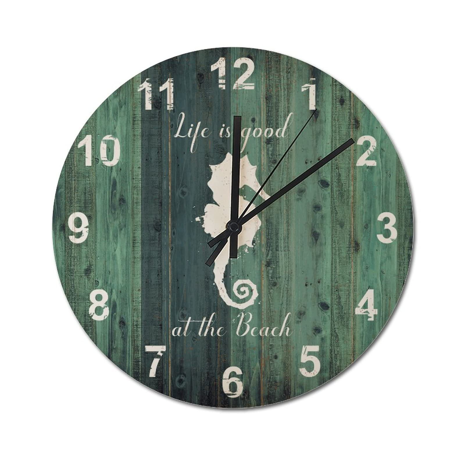 Horloge murale rétro à motif bois pour salon vintage