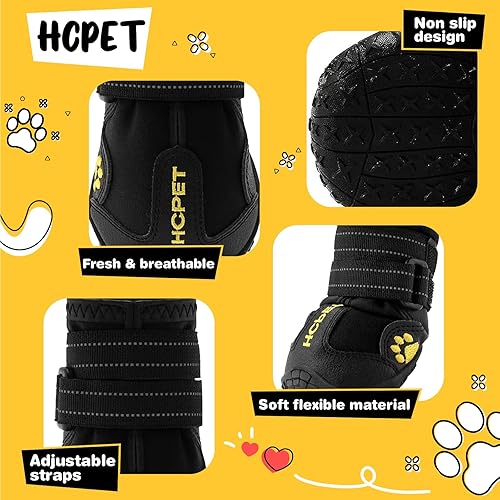 Miniatura 5 de Hcpet - Botas de perro para mascotas, impermeables, transpirables, antideslizantes, 3M, con correa reflectante de tamaño pequeño a grande, 4 unidades