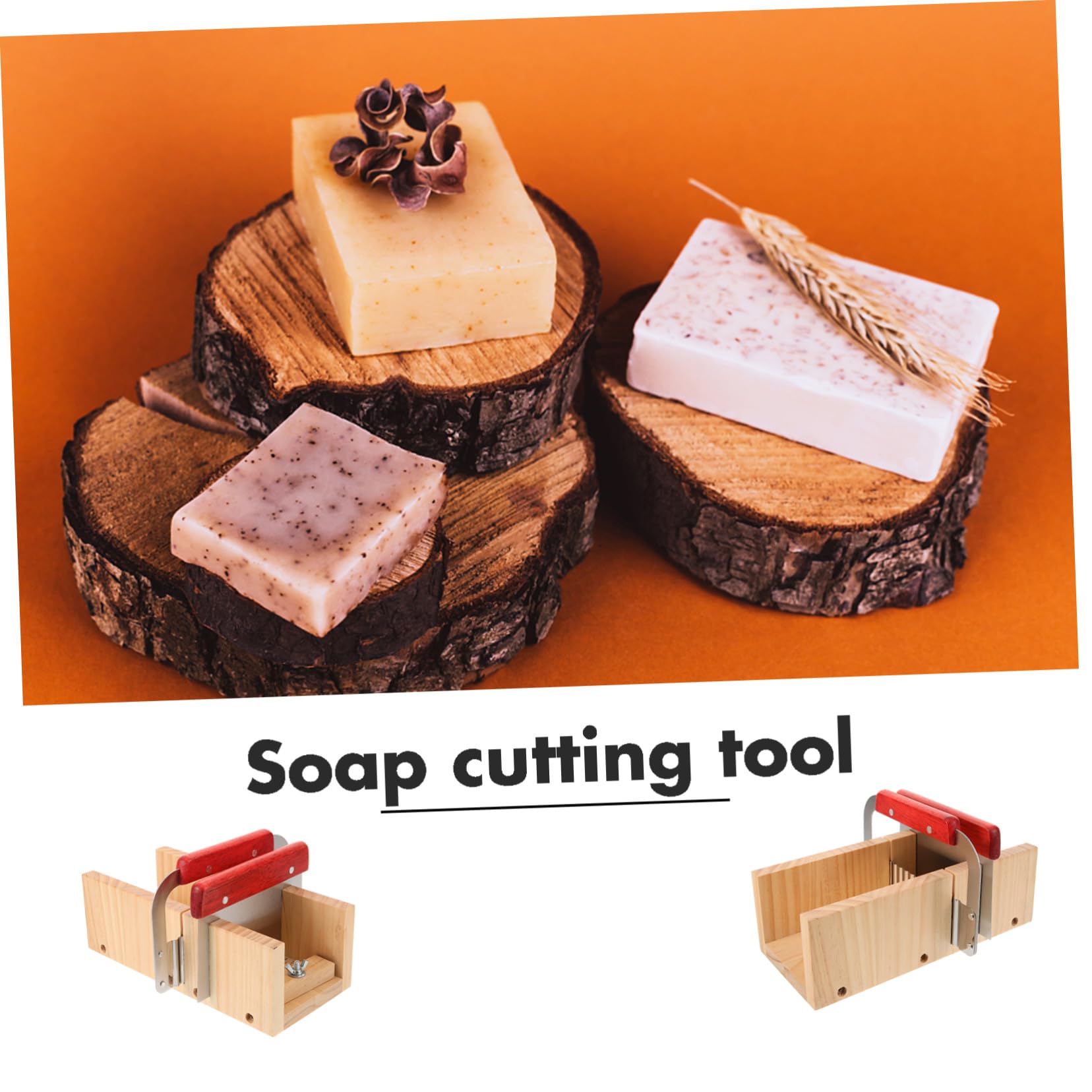 Mipcase Molde Cortador de Jabón de Bricolaje para Hacer Jabón Cortador Doble de Madera de Pino Acero Inoxidable Corte Preciso Uso Manual y Profesional