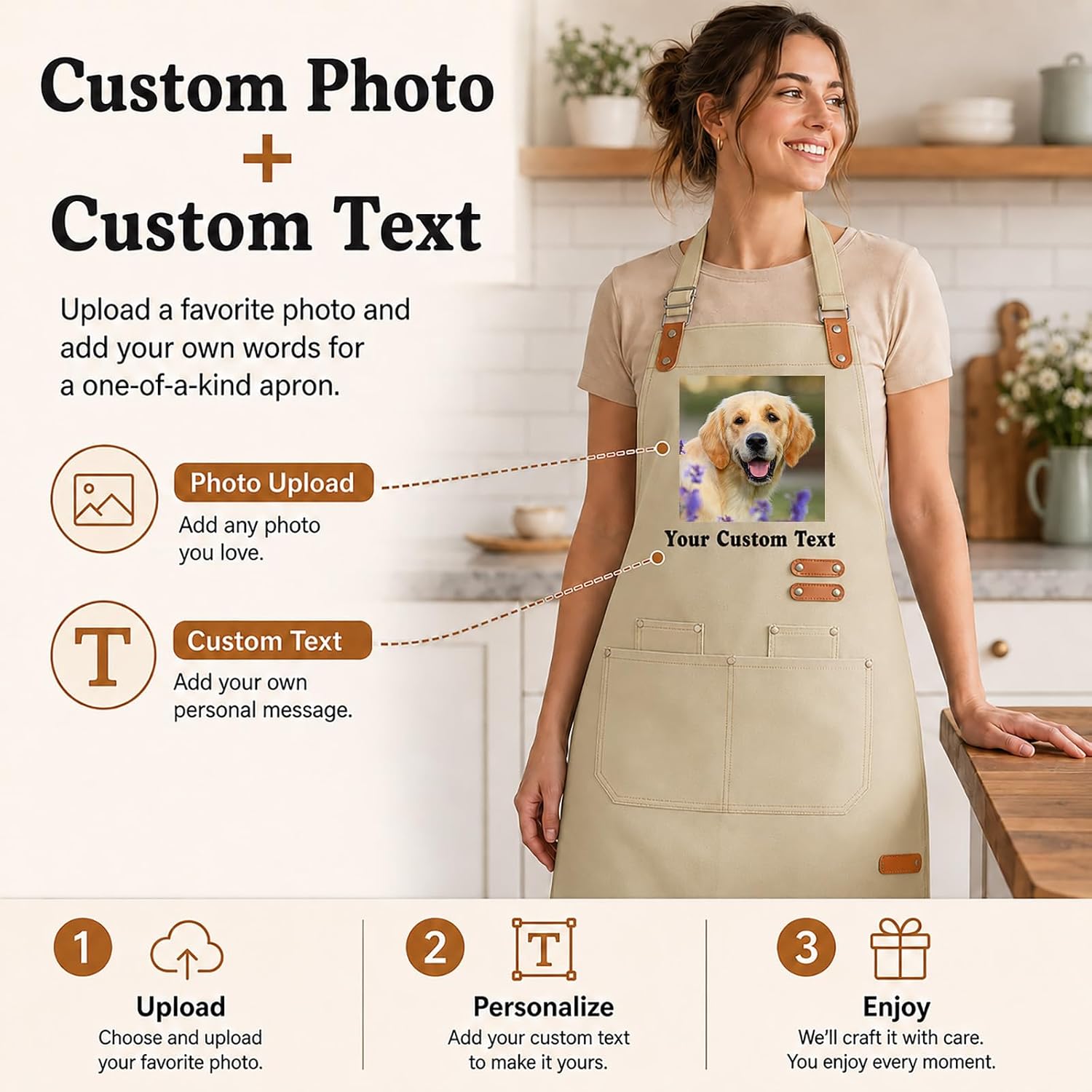Personalized Apron with Pockets – Gifts for Cooking and Kitchen Lovers image 2