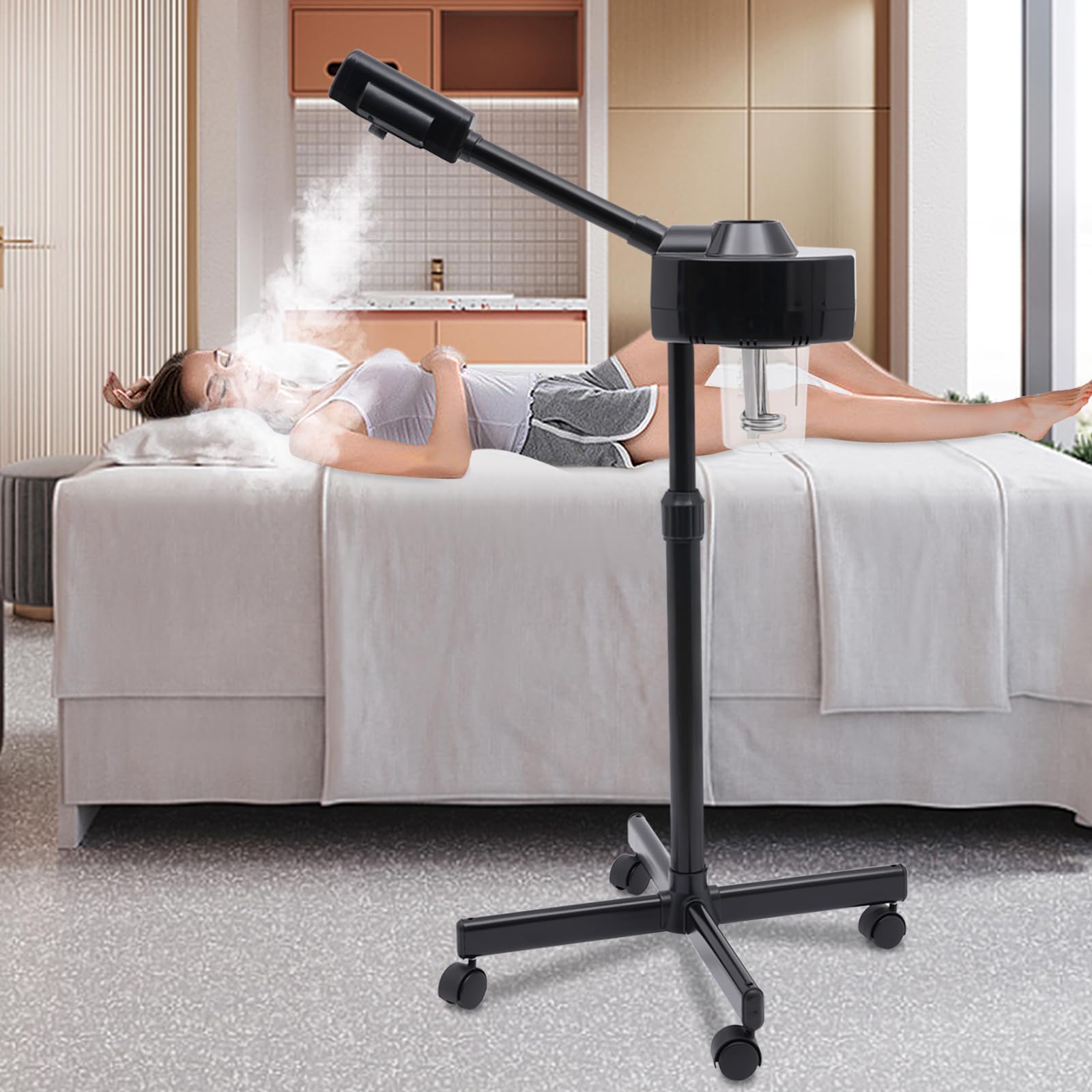 Parownik do głębokiej pielęgnacji twarzy, 750 W, do studia kosmetycznego, sauna twarzy, parownik, urządzenie do pielęgnacji twarzy, dysza obrotowa o 360°