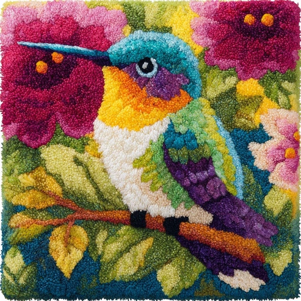 Henypt Latch Hook Kits-C Diy Latch Hook Cushion Kits Flowers And Birds