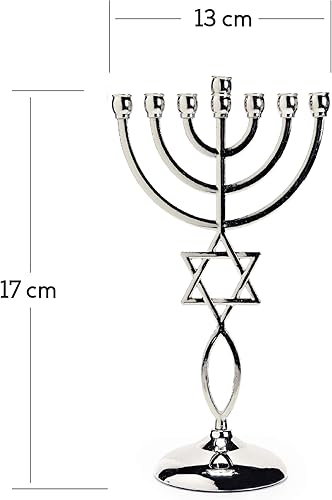 Miniatura 2 de Ananadashop - Candelabro decorativo con estrella de plata de David, 7 ramas, Israel, Menorá, Hanukkah