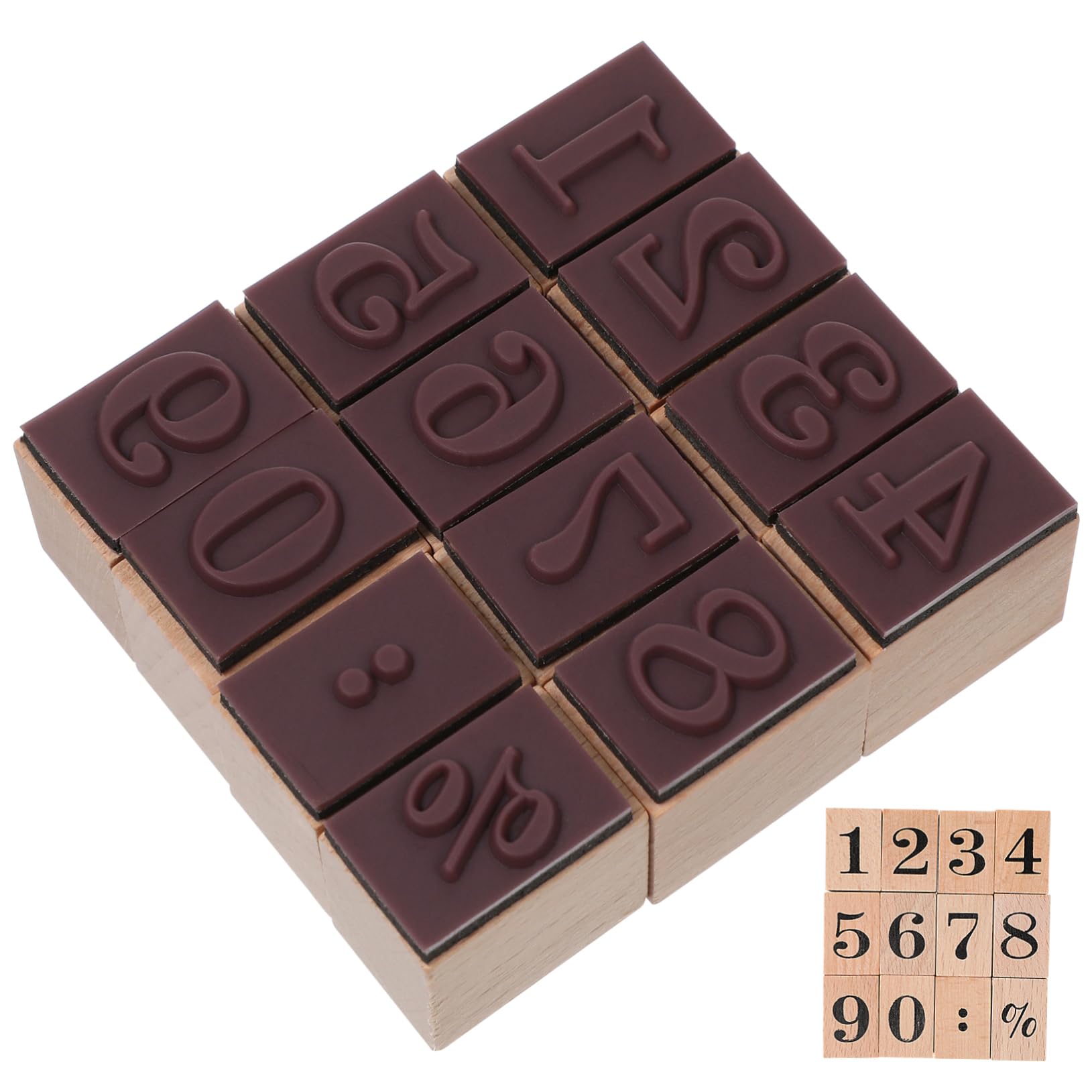 Lurrose 4sätze Holzstempel Set Mit Arabischen Zahlen Gummistempel Für Kreative Bastelprojekte Notizen Grußkarten Und Teiliges Set Natürlichem Mit Einzigartigen Mustern