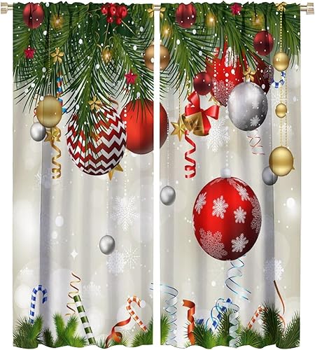 Cortinas de árbol de Navidad de caramelo para sala de estar, decoración navideña de copo de nieve, bolsillo para barra, aislamiento térmico, Cortinas de árbol de Navidad de caramelo para sala de estar, decoración navideña de copo de nieve, bolsillo para barra, aislamiento térmico,