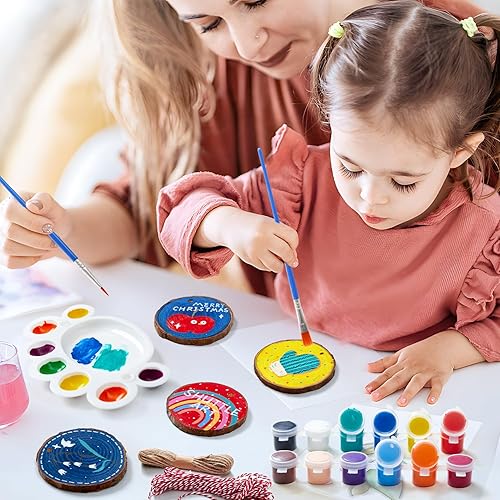 Miniatura 6 de Shuttle Art - Juego de 70 rebanadas de madera natural para manualidades, 2,8 a 3,1 pulgadas, círculos de madera sin terminar con agujero, cuerda de