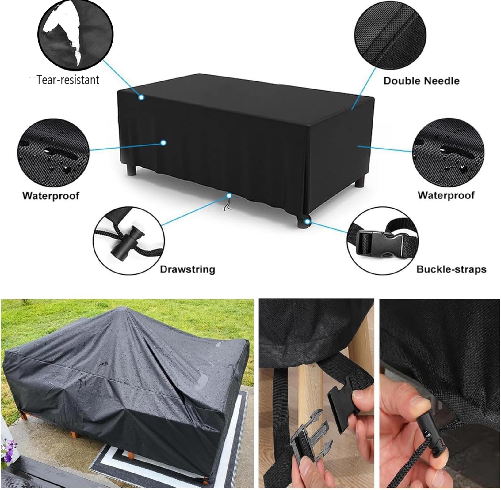 Funda Mesa Jardin Impermeable 180x100x85cm (LxWxH) Funda