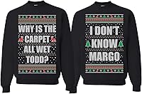 Vista 20 de Wild Bobby Why is The Carpet All Wet Todd Margo Couples Ugly Christmas Graphic Sweatshirts