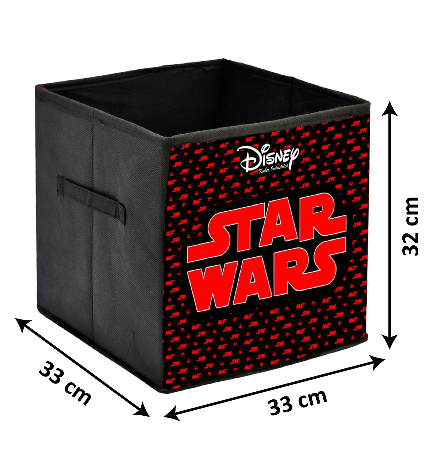 Kuber Industries Disney Star War składany kosz do przechowywania/sześcian/organizer na zabawki, ubrania i książki z uchwytami - opakowanie 3 szt. (czarny) -HS43KUBMART26294