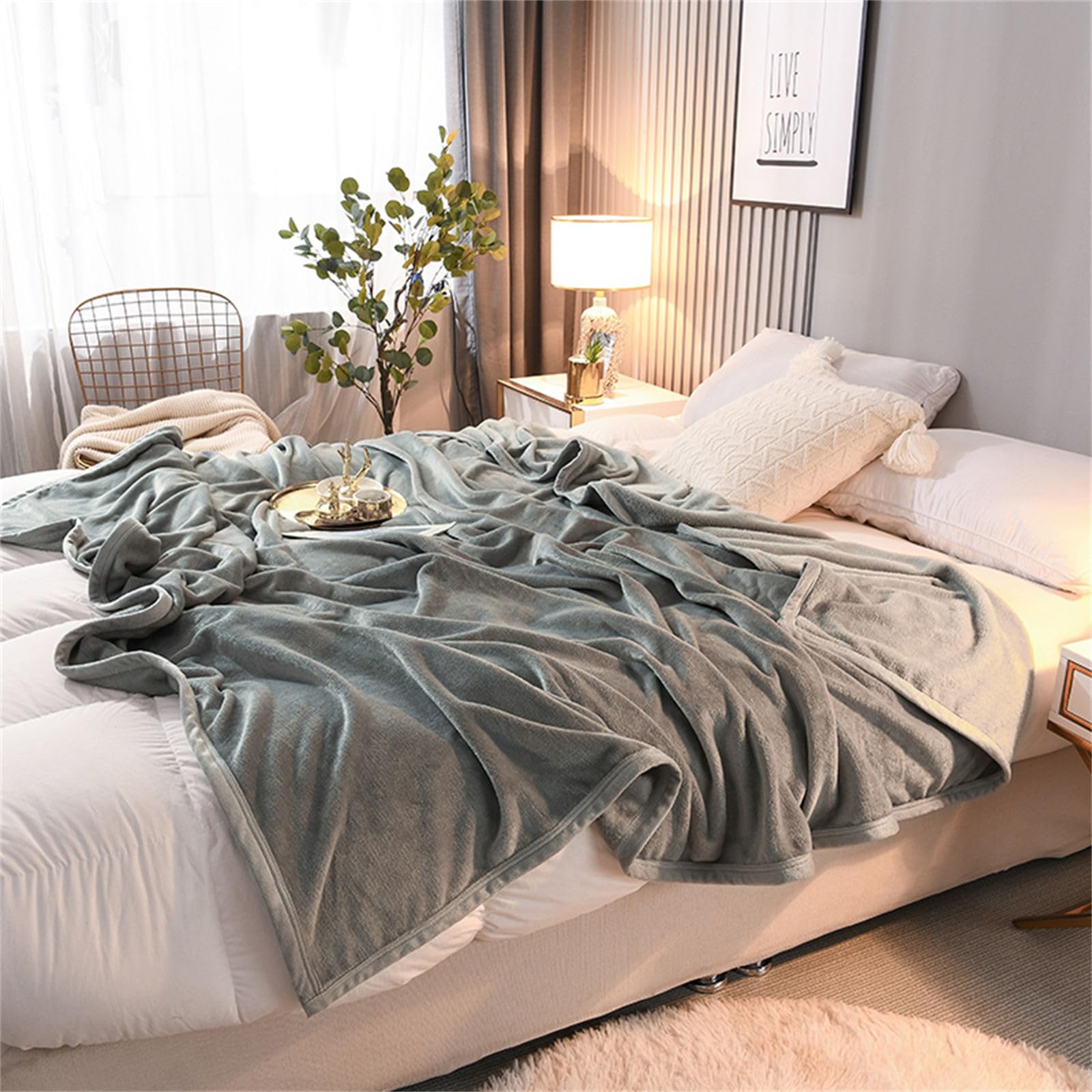 Chickw11 Coperta In Flanella Morbida Microfibra - Tinta Unita Viola Scuro, 150x200 Cm - Per Divano, Letto, Campeggio, 4 Stagioni