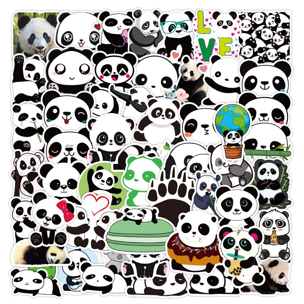Auceko Girls Panda 100Pcs Cool Stickers - Vinyl Skateboard Guitar Door Laptop Luggage Car Bike Water Bottle Birthday Party Supplies