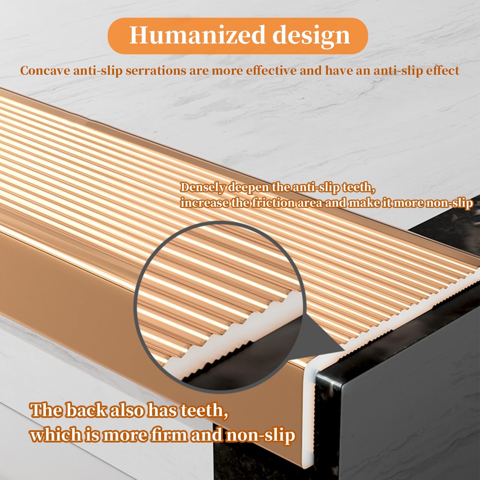 FORRTY Tiras antideslizantes de aleación de aluminio para escaleras,Protector de borde de escalera,Tiras antideslizantes para peldaños,Peldaños adhesivos antideslizantes para escalera,Impermeabl(Plata