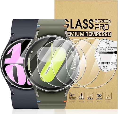 Suoman Paquete de 4 protectores de pantalla para Samsung Galaxy Watch 6Galaxy Watch 7 de 1.732 pulgadas, antiarañazos 2.5D 9H dureza ultrafina de